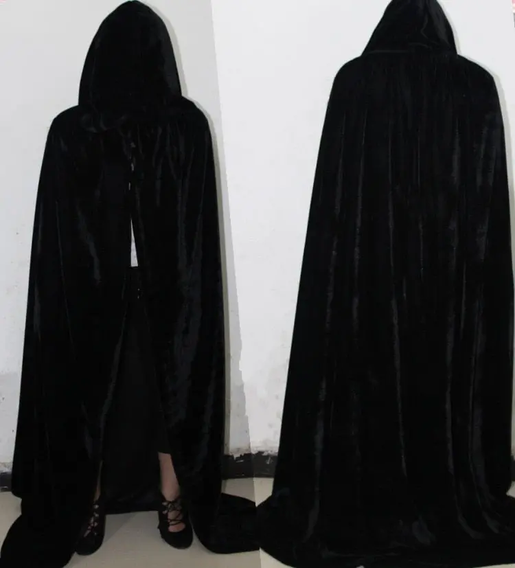 Adult Witch Long Purple Green Red Black Cloaks Hood Cape Halloween Costumes For Women Vampire Men Gothic Scary Fancy Cosplay 1