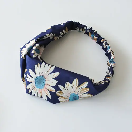 Bohemian Style Elastic Headbands Boho Cross Floral Turban Girls Flower Hairbands Striped Headwrap Hair Accessories For Women 12