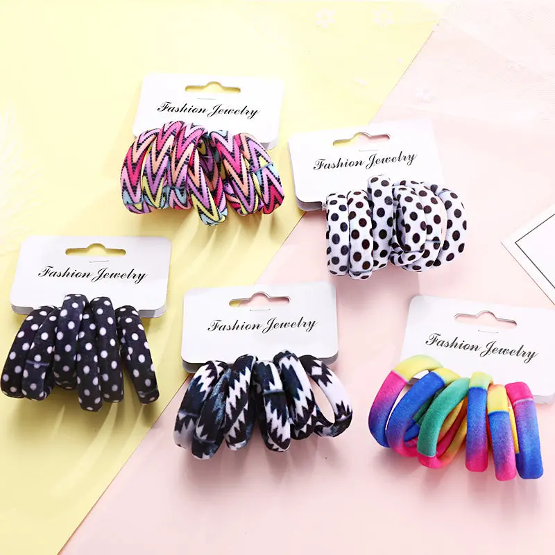 6Pcs/Pack New Korean Cotton Print Hair Ropes Leopard High Elastic Headbands Elegant Hair Bands For Women Girls Hair Accessories 1