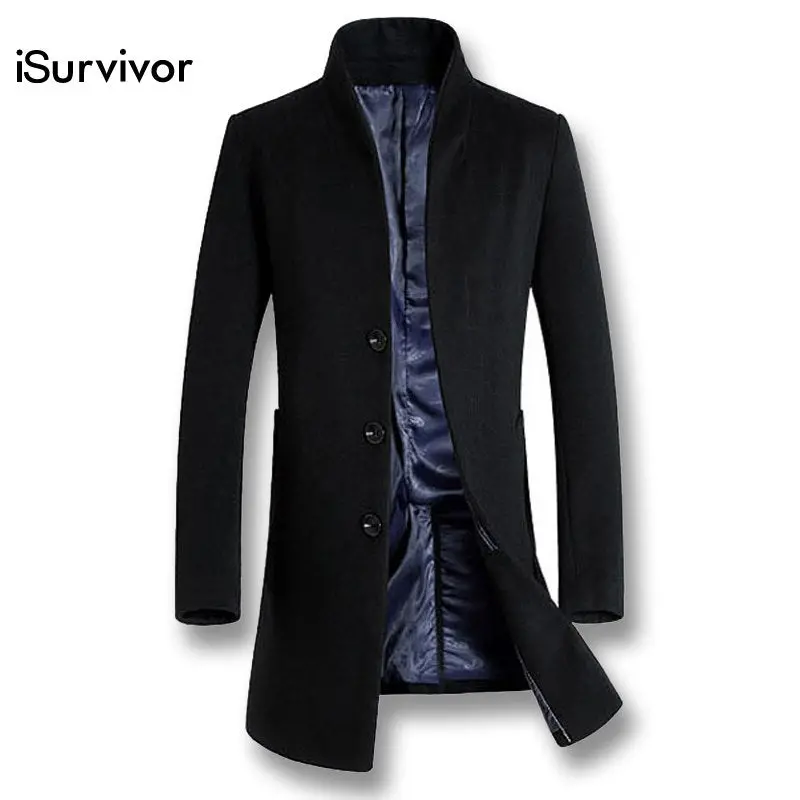 2018 Men Smart Casual Wool Coats Jackets Jaqueta Masculina Male Casual Fashion Slim Fitted Single Breasted Wool Coats Outwear 1