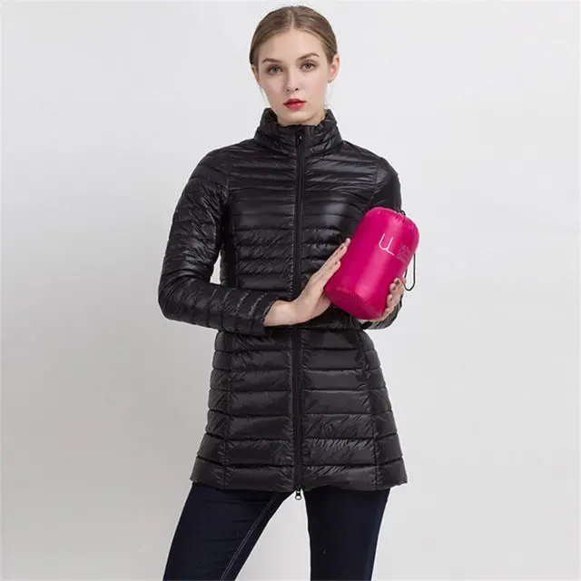 Johnature 2018 Winter Warm New Women Long Thin Down Jacket Slim Korean Stand Collar White Duck Down Zipper Long Coat S-4Xl 8