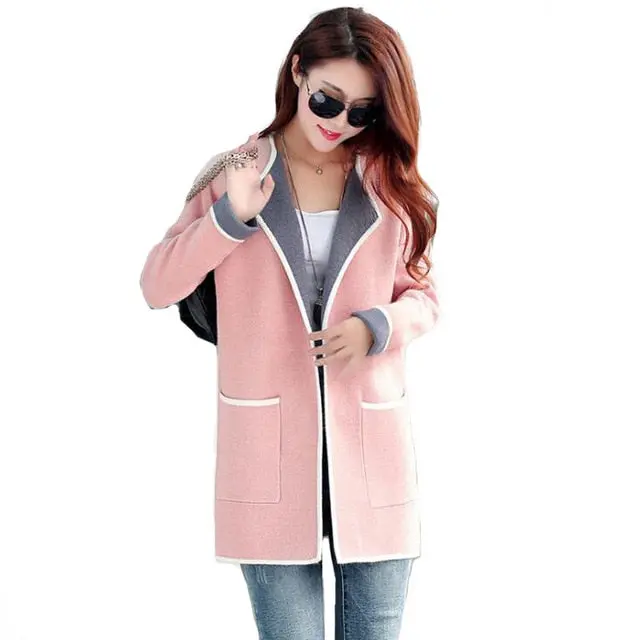 Long, open-stitch knit trench coat for women—stylish autumn windbreaker and cardigan hybrid in plus sizes - Image 4