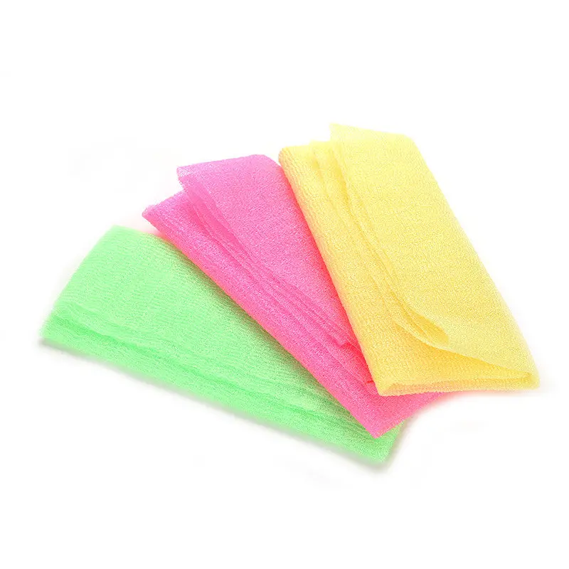 Exfoliating Nylon Scrubbing Cloth Towel Bath Shower Body Cleaning Washing Sponges Scrubbers Products Pink Green Yellow 1
