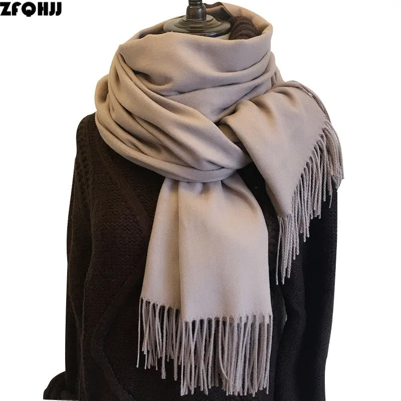 Zfqhjj 200Cmx70cm Winter Oversize Scarves Simple Fashion Warm Blanket Unisex Solid Wraps Cashmere Scarf Shawl Pashmina 20 Colors 1