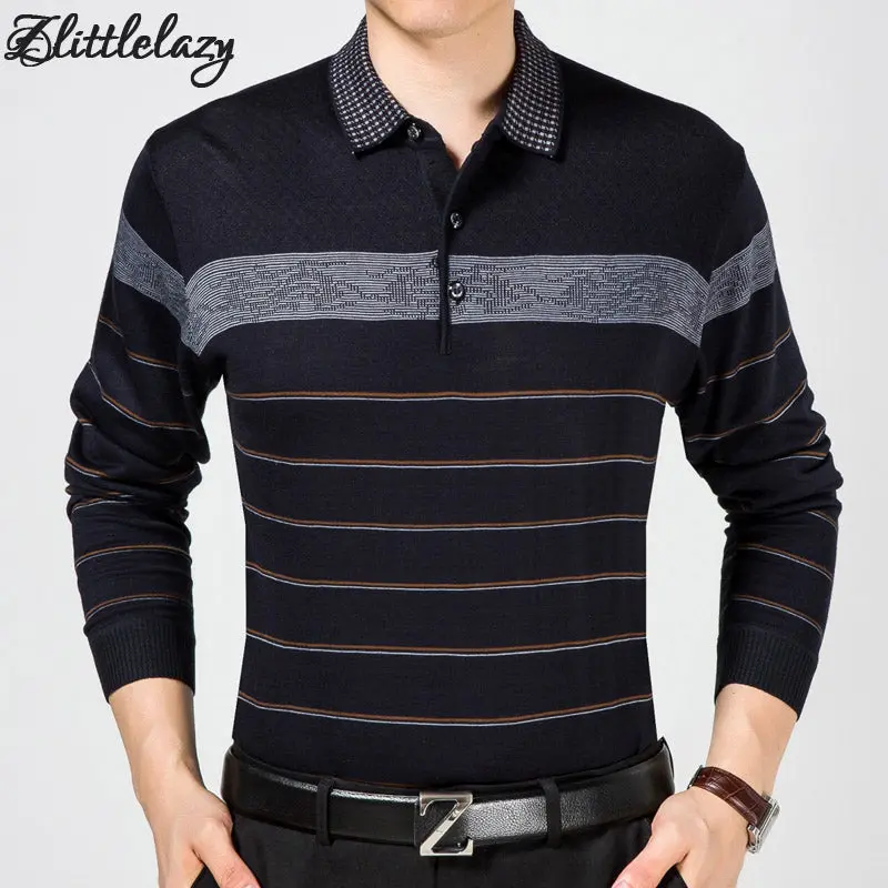 2018 Casual Long Sleeve Business Mens Shirts Male Striped Fashion Brand Polo Shirt Designer Men Tenis Polos Camisa Social 5158 1