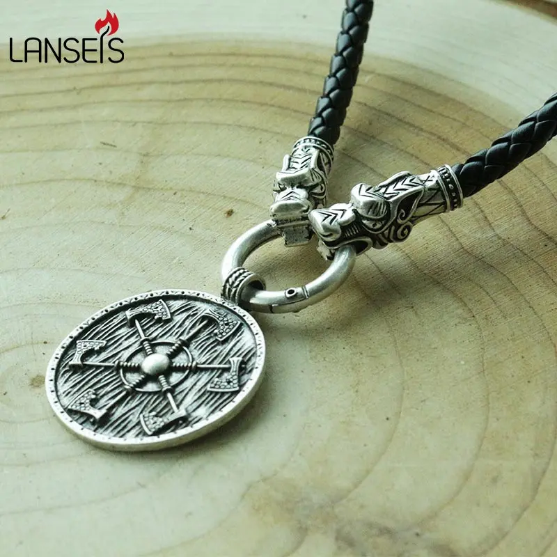 1Pcs Thunder Shield Of Perun Slavic Axes Gothic Retro Pagan Pendant Men Amulet  Necklace Axe Norse Handmade Jewelry 1
