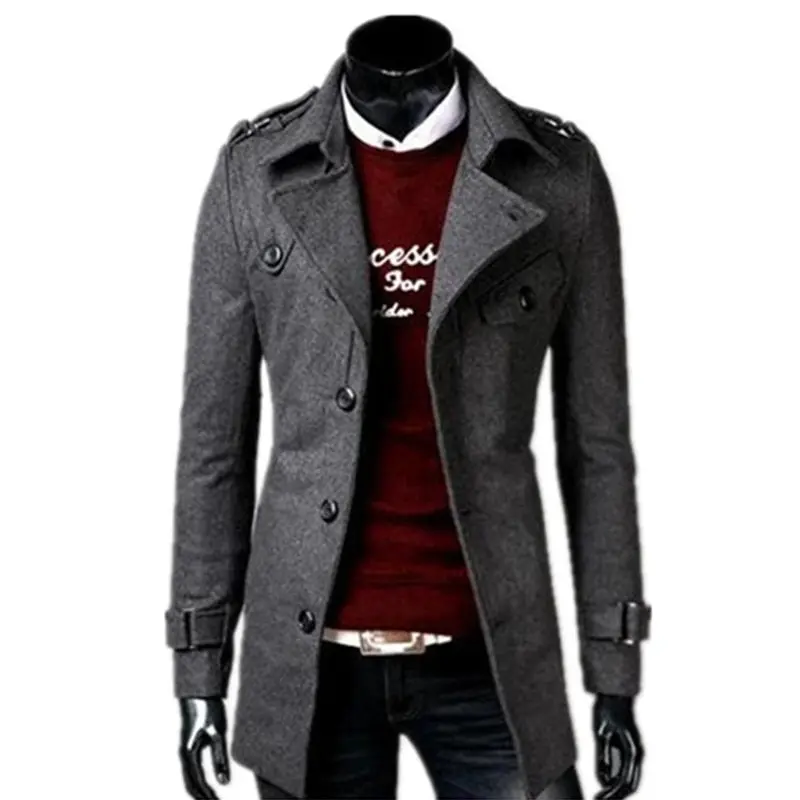 2018 Autumn/Winter Fashion New Men Leisure Single-Breasted Trench Coat / Men's Turn Down Collar Long Woolen Jacket 1