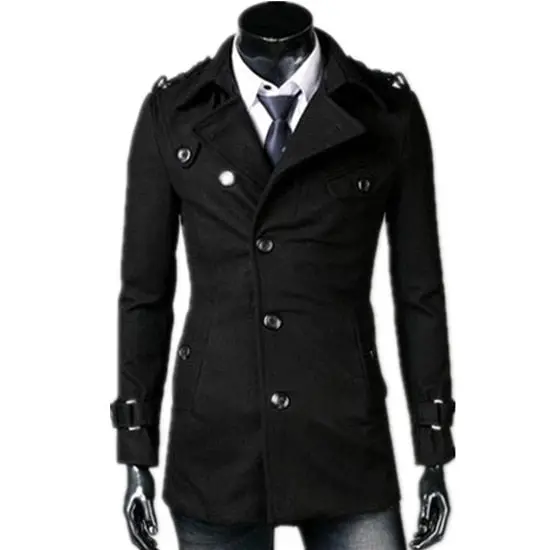 2018 Autumn/Winter Fashion New Men Leisure Single-Breasted Trench Coat / Men's Turn Down Collar Long Woolen Jacket 2