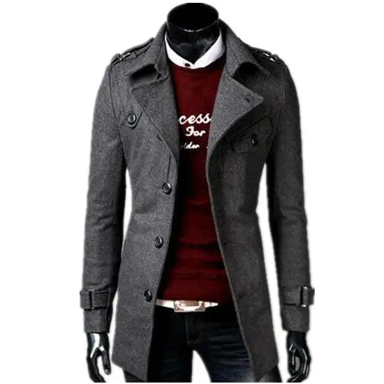 Modern wool-blend trench coat for men — sleek single-breasted design, classic turn-down collar, and refined long silhouette for autumn and winter wear. - Image 3