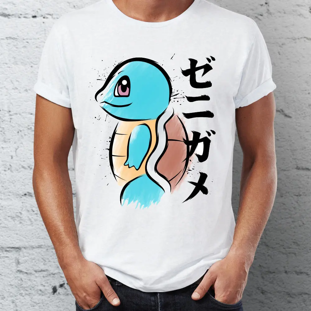 Men's T Shirt Pokemon Squirtle Watercolor Gaming Artsy Tee 1