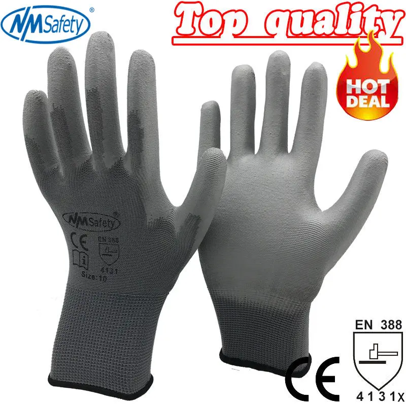 Nmsafety 12 Pairs Work Gloves For Pu Palm Coating Safety Glove 1