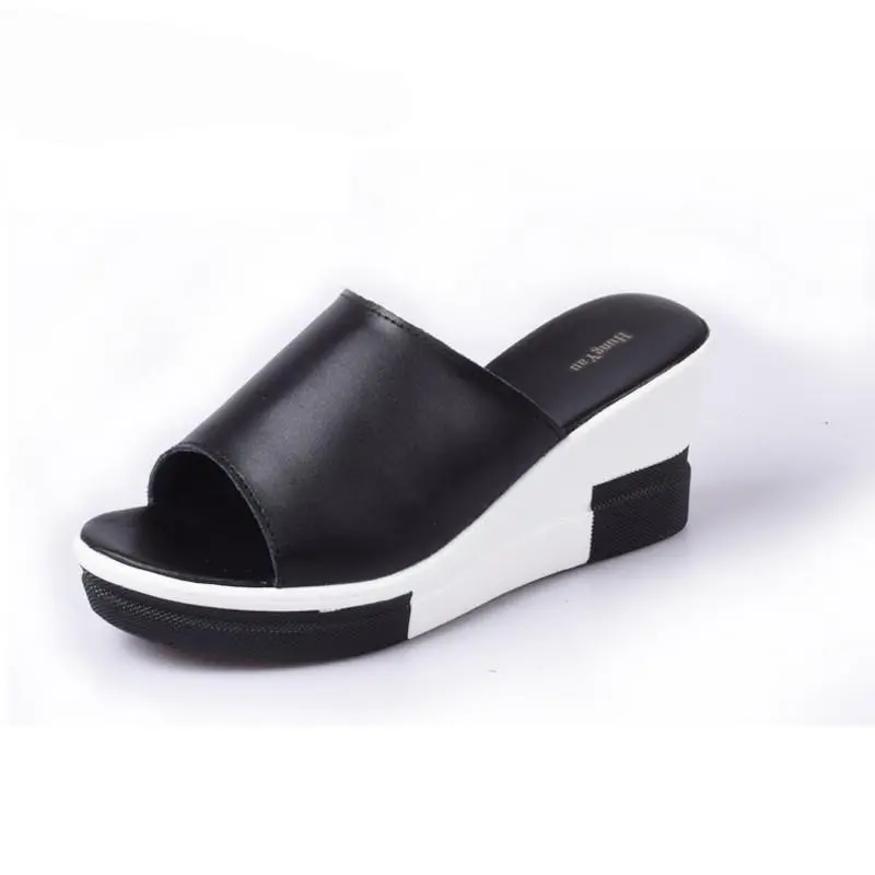 Genuine Leather Flip Flops Wedges 1