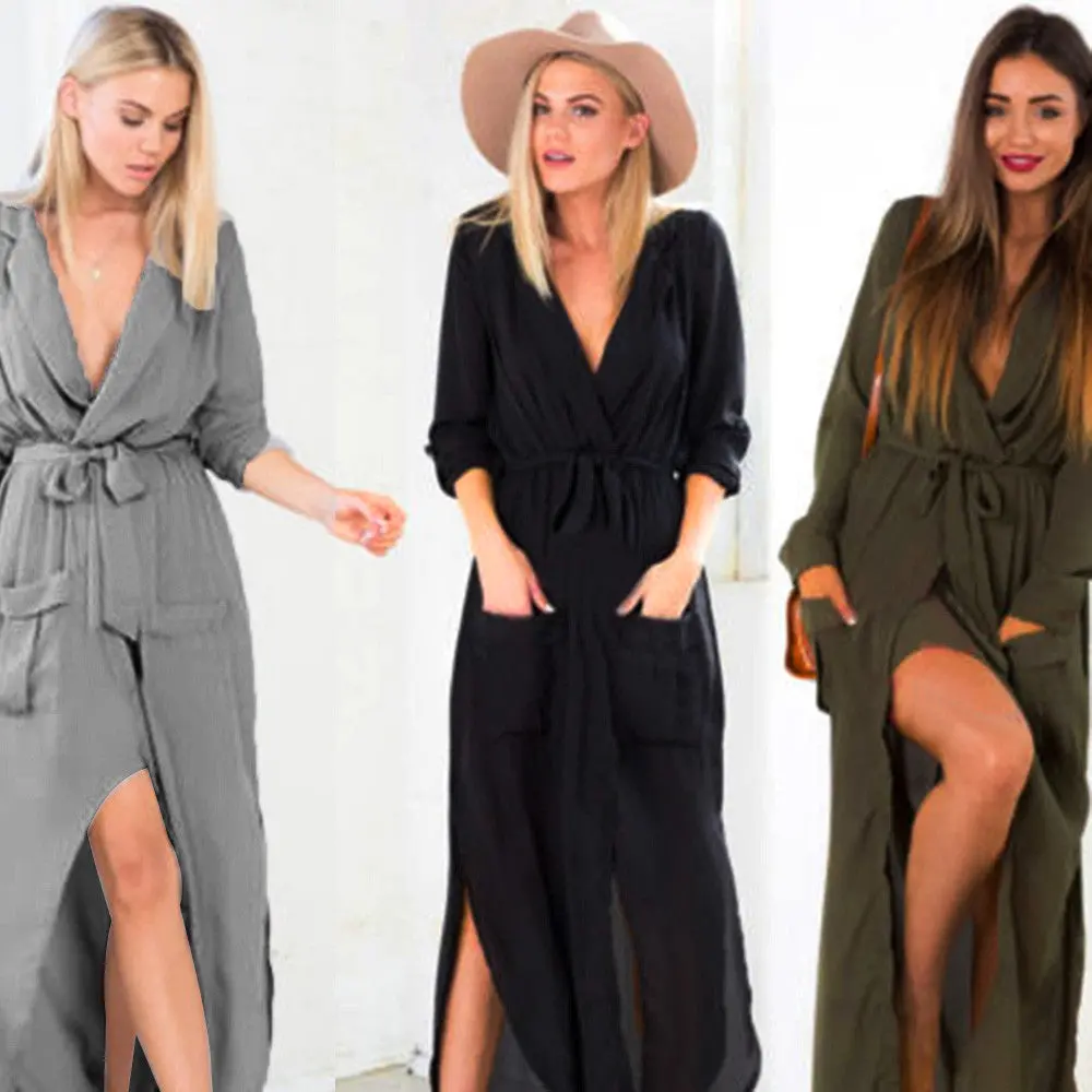 Sexy Split Maxi Long Shirt Dress 1
