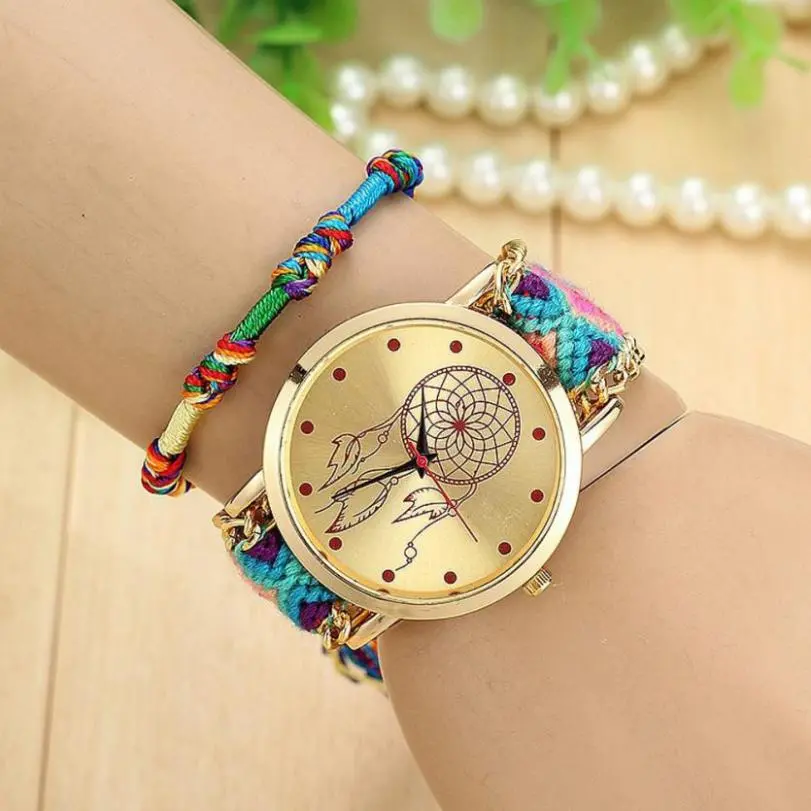 Boho Womens Watches 2018 Native Handmade Ladies Watches Vintage Quartz Watch Dreamcatcher Clock Woman Montre Femme 1