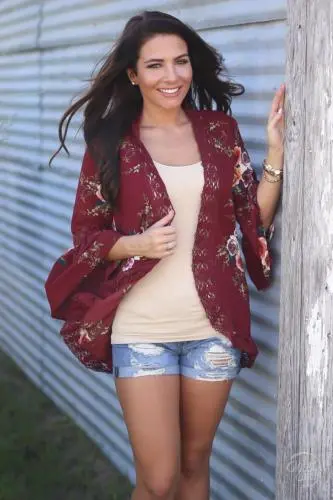 Women Vintage Floral Printed Shawl Sweater Cardigan Boho Polyester Coat Tops Jacket 1