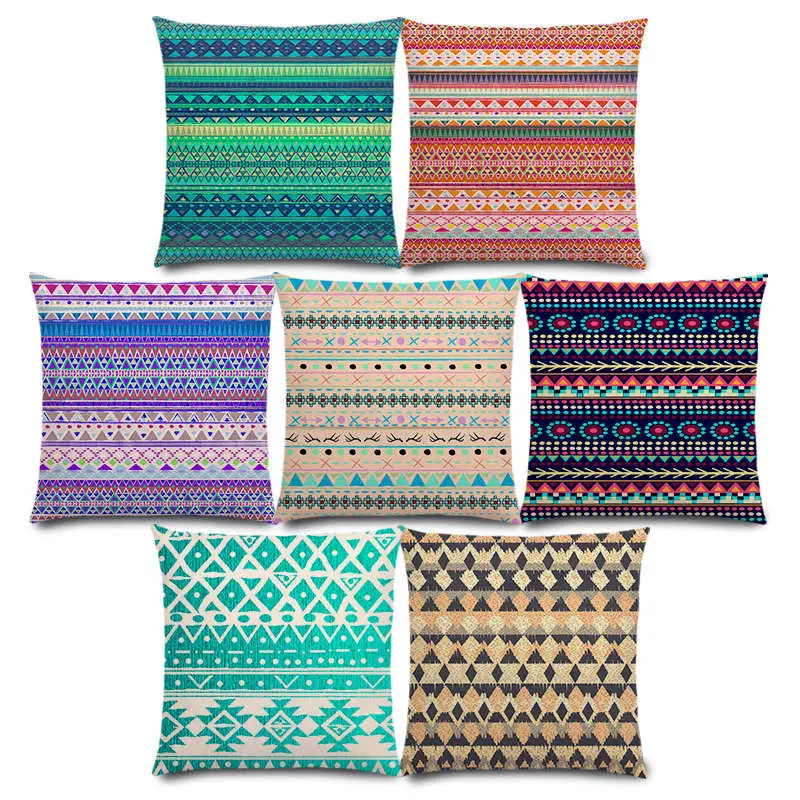 New Hippie Boho Acqua Navajo Aiyana Decorative Pattern Ethnic Tribal Prints Tipi Geometric Stripe Cushion Cover Pillow Case 1
