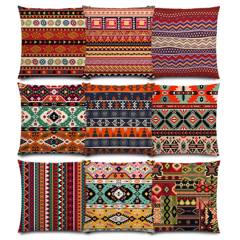 Boho Primitive Geometric Pattern Pillow Case 1