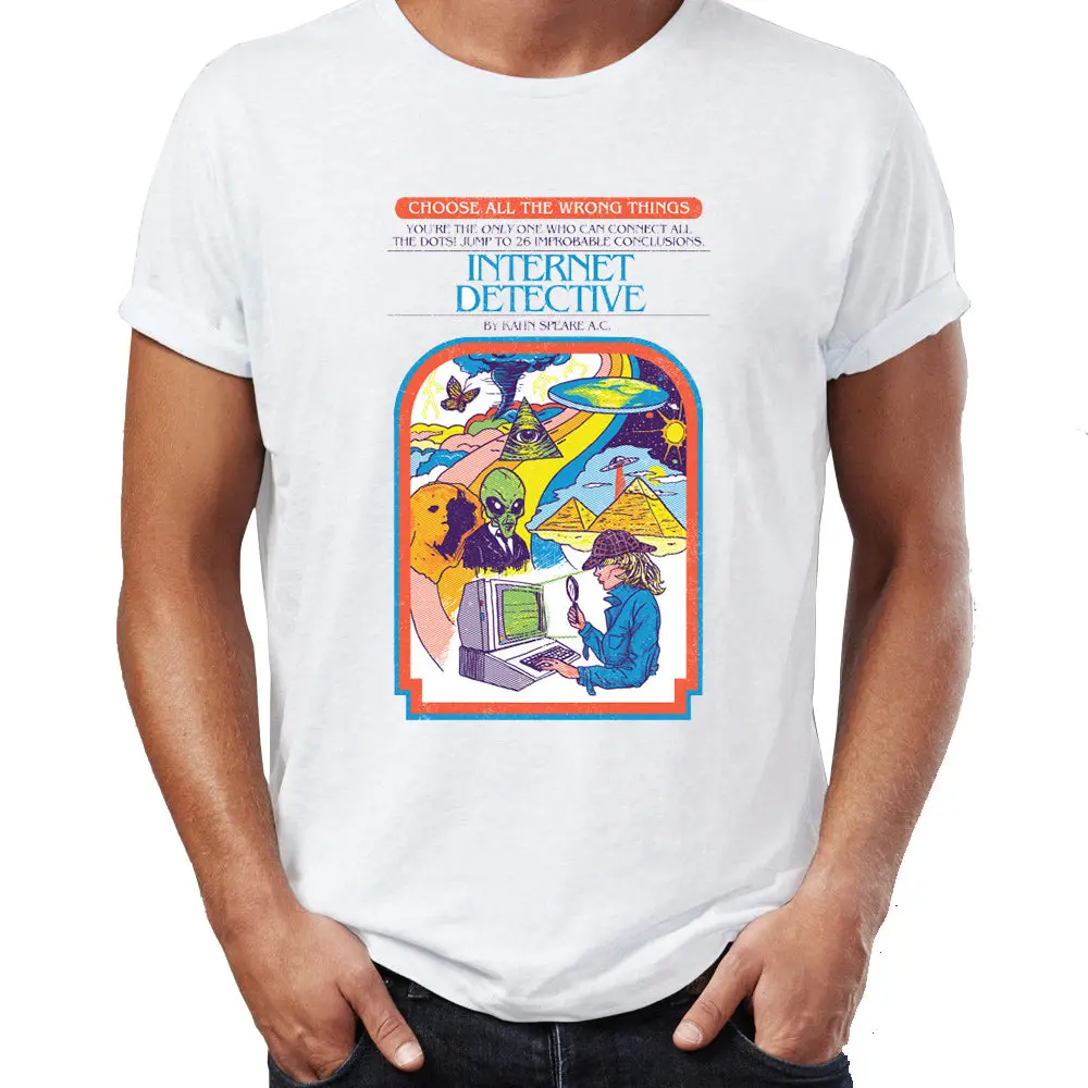 Men's T Shirt Internet Detective Illuminati Flat Earth Aliens Sarcasm Funny 80S Retro Artsy Tee 1