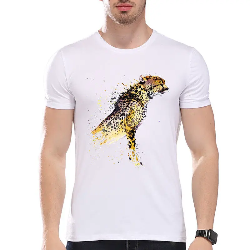 Watercolor Beautiful Artsy Cheetah Big Cat Cute Funny Joke Men T Shirt Tee 1