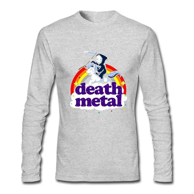 Funny Cotton Crewneck Tee for Metal Fans Featuring Unicorn Death Design - Image 4