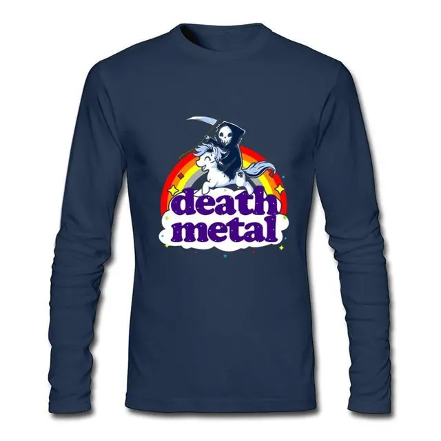 Funny Cotton Crewneck Tee for Metal Fans Featuring Unicorn Death Design - Image 5