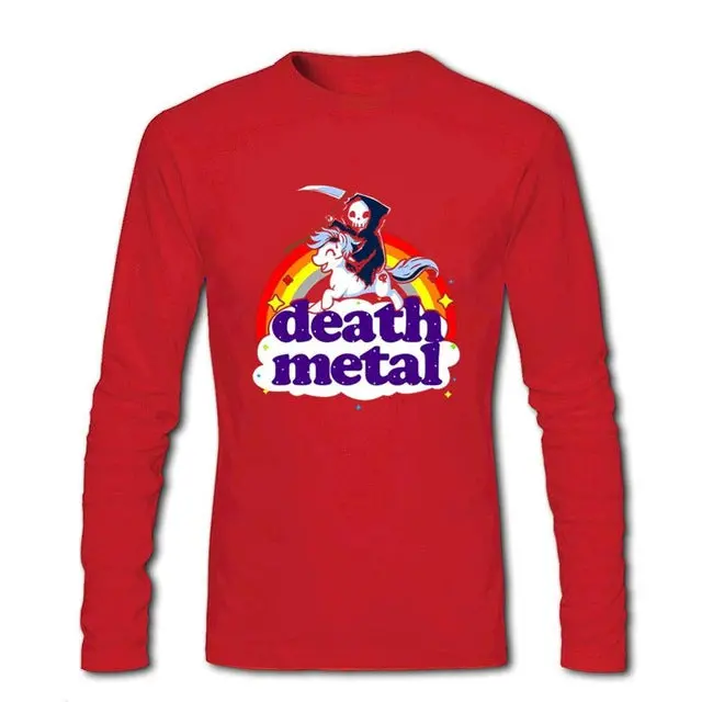 Men's T Shirt Death Metal Rocker T Shirt Unicorn Death Long Sleeve Custom Brand Clothing 2018 Cotton Crewneck Funny T Shirts 3