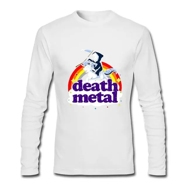 Funny Cotton Crewneck Tee for Metal Fans Featuring Unicorn Death Design - Image 6