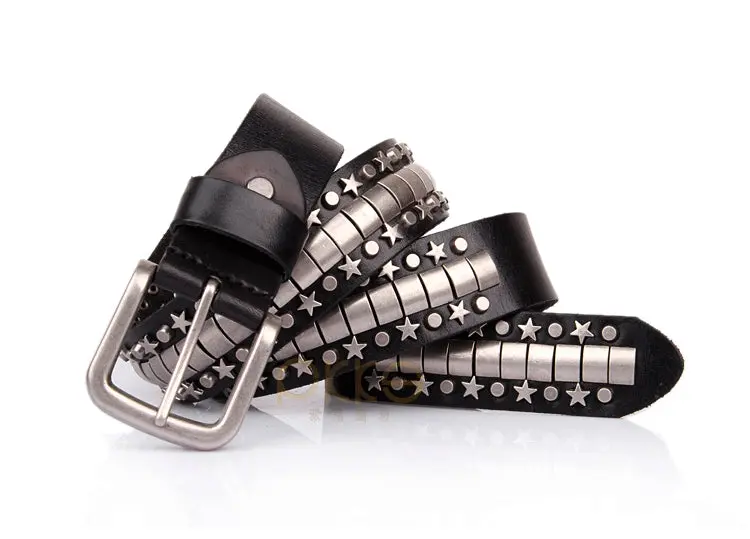 Rocker Show Star Rivet Vintage Leather Punk Belt Erkek Kemer Deri Cinturones Ceinture Cinto Masculino Cinturon Riem Cowboy 1
