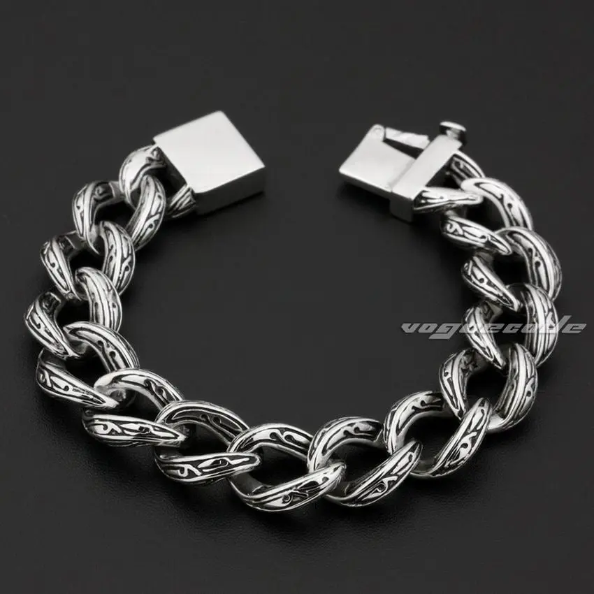Linsion 316L Stainless Steel Mens Bracelet Biker Rocker Punk Link Chain 5C017 Free Shipping 1