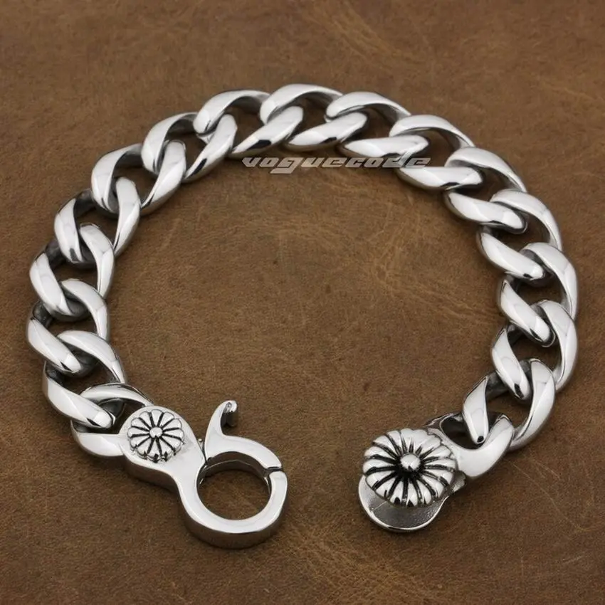 Linsion 316L Stainless Steel Mens Biker Rocker Bracelet 5E004 Free Shipping 1