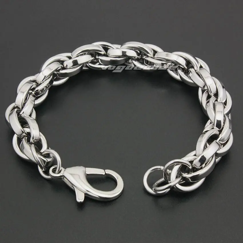 11 Lengths Silver Colour 316L Stainless Steel Mens Biker Rocker Punk Bracelet 5N008 Free Shipping 1