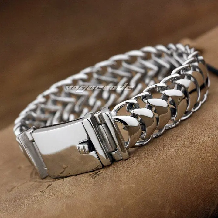 Shiny Rocker Fashion Bracelet Solid 316L Stainless Steel Cool Men's Biker Centipede Type Bracelet 5E007 --  7.0"~11.5" 1