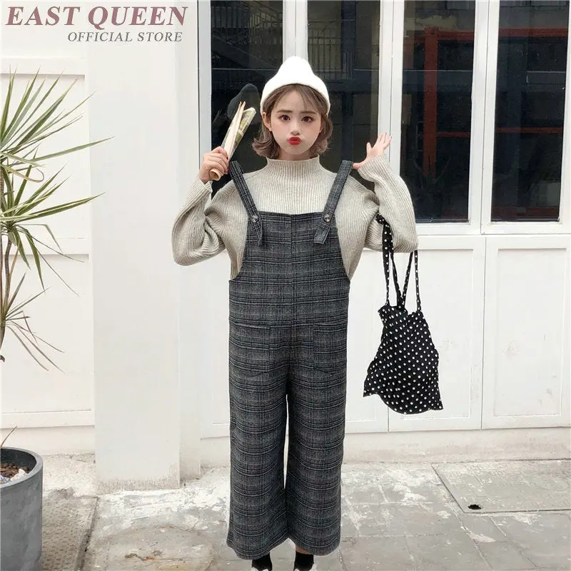 Women Preppy Style Overall Jumpsuits & Rompers In Spring And Autumn Loose Plaid Strips Bodycon Combine Bodysuits  Aa3346  F 1
