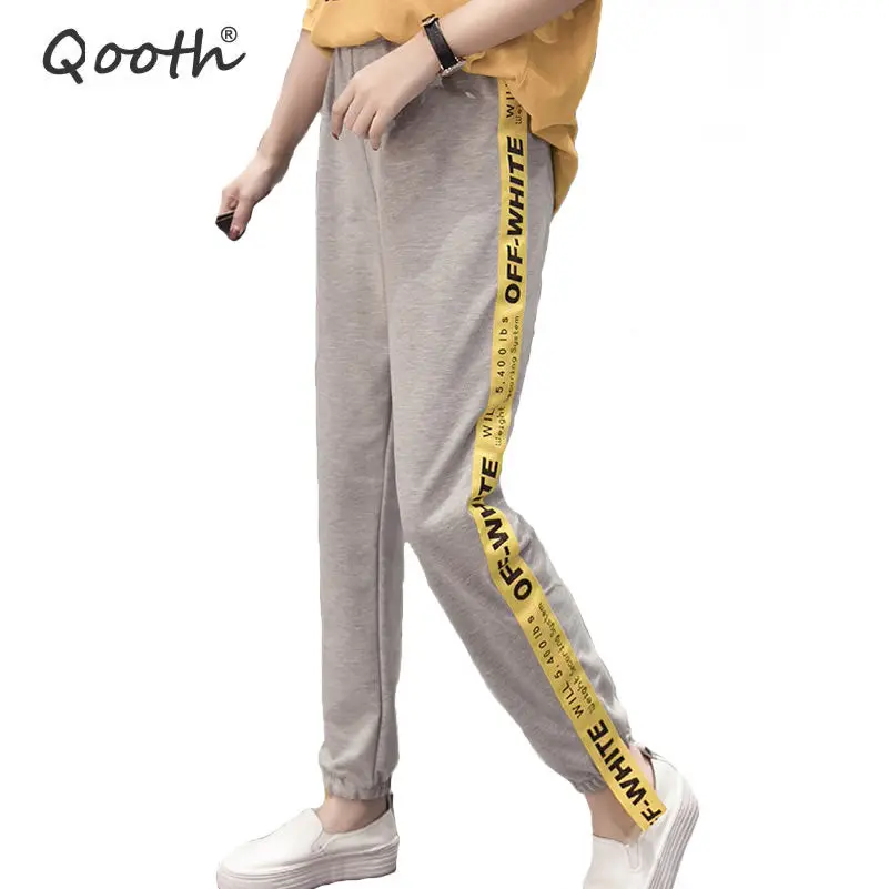 Qooth Preppy Style Harem Pants Ladies Casual Trousers Women's Spring Pencil Pants Elastic Waist Ankle-Length Casual Pants Qh1084 1