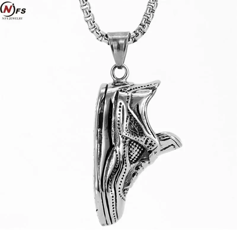 Nfs Punk Gothic Cool Titanium Stainless Steel Sports Shoes Shape Pendants Necklaces For Men Jewelry 1