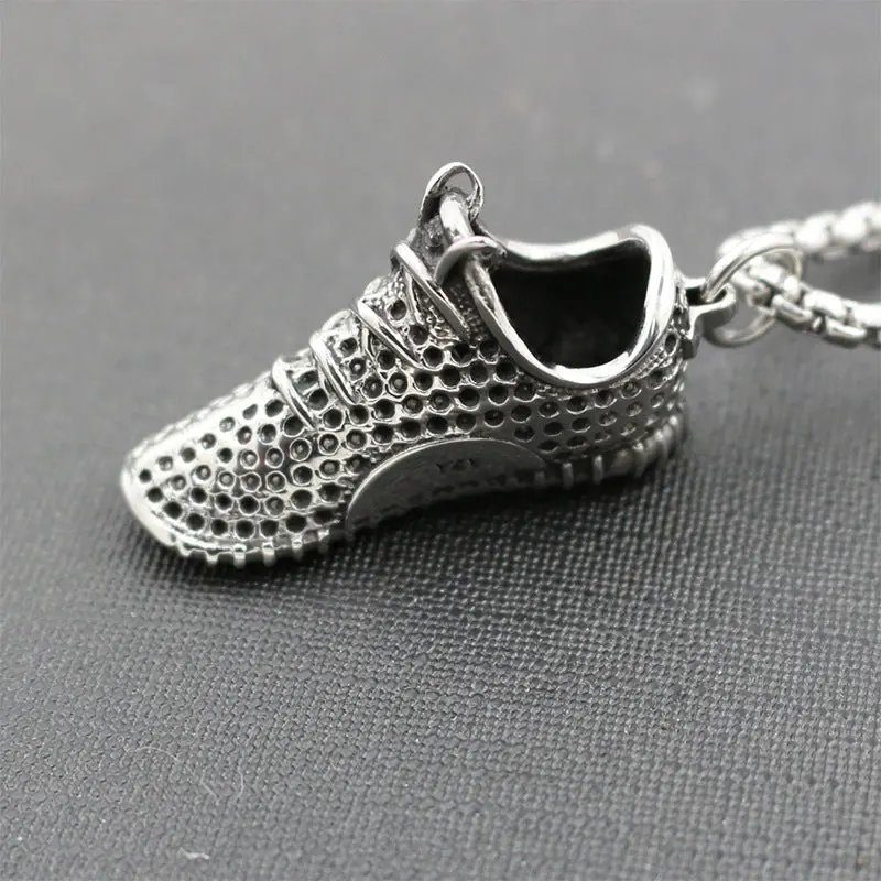 Popular Style Punk Gothic Cool Titanium Stainless Steel Sports Shoes Shape Pendants Necklaces For Men Jewelry  6C0400 1