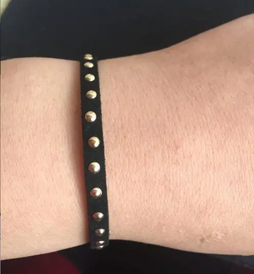 La010 2018 Punk Gothic Black Leather Bracelets Leather Suede Ladies Rivet Bangle Bracelet Cuff Bracelets Bracelets Jewelry 1 Pcs 1