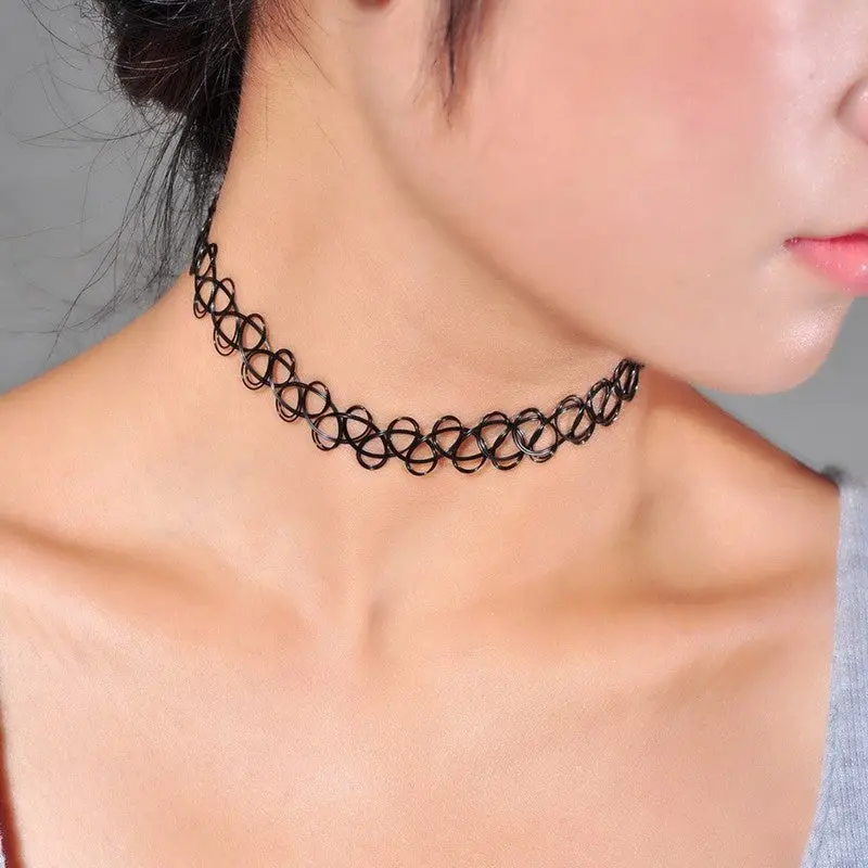 2018 Fashion Handmade Hot Selling Vintage Stretch Tattoo Choker Necklace Gothic Punk Grunge Henna Elastic Colorful Necklaces 1