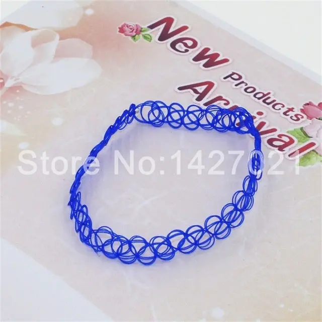 2018 Fashion Handmade Hot Selling Vintage Stretch Tattoo Choker Necklace Gothic Punk Grunge Henna Elastic Colorful Necklaces 5