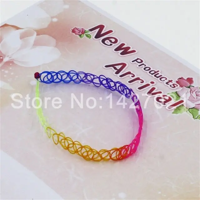 2018 Fashion Handmade Hot Selling Vintage Stretch Tattoo Choker Necklace Gothic Punk Grunge Henna Elastic Colorful Necklaces 10