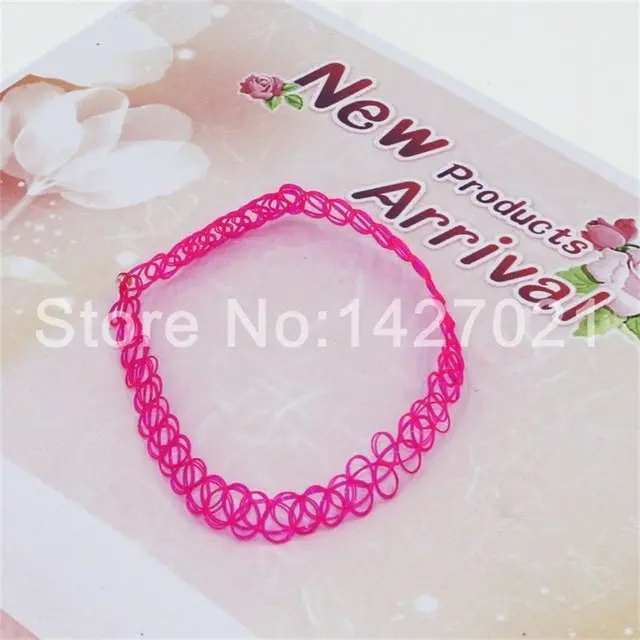 2018 Fashion Handmade Hot Selling Vintage Stretch Tattoo Choker Necklace Gothic Punk Grunge Henna Elastic Colorful Necklaces 12