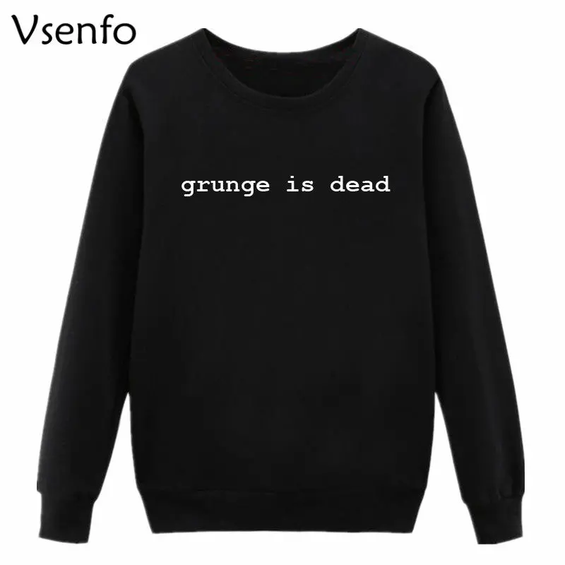 Vsenfo Hoodies Women Grunge Is Dead Kurt Cobain Nirvana 90S Rock Funny Sweatshirts Casual Pullover Crewneck Sweatshirt Moletom 1