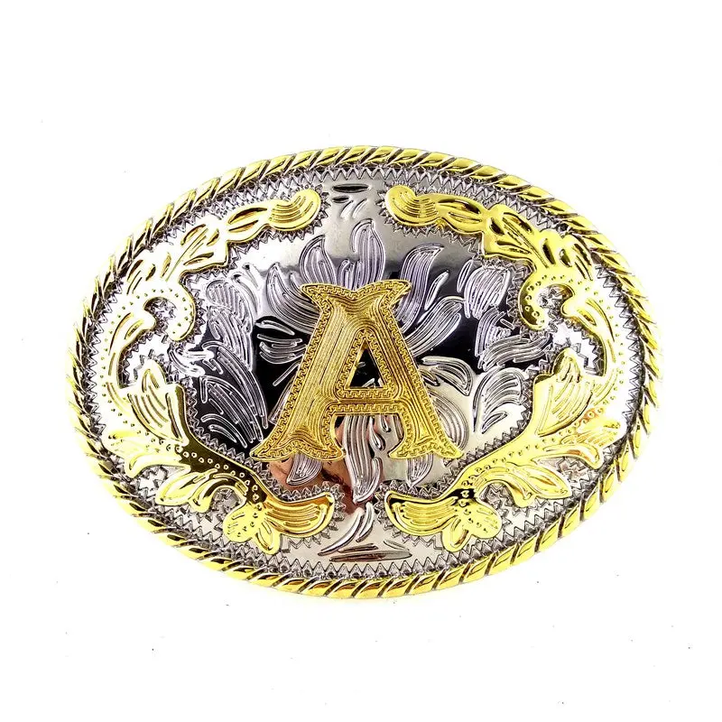 High Quality Gold Silver Cowgirl Belts Clip Cowboy Belt Buckle With Letter "A" Big Buckles For Belt Accessories Custom Buckle 1