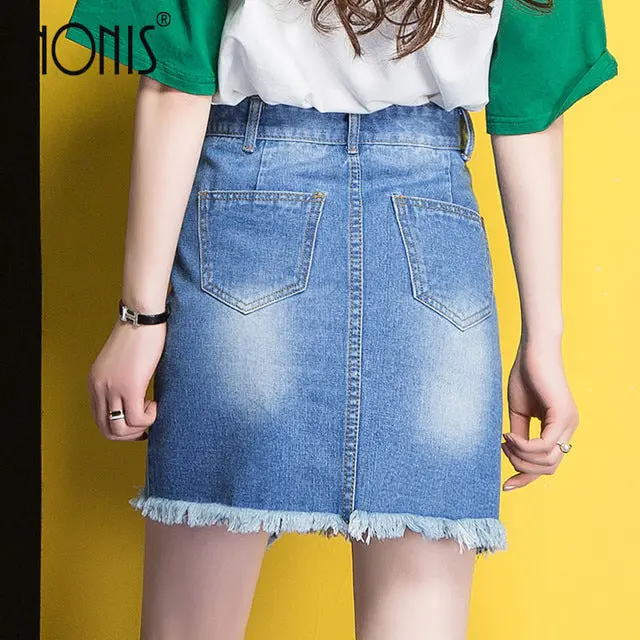 Nonis Women's High-Waist A-Line Denim Mini Skirt – Vintage-Inspired Summer Cowgirl Style - Image 3