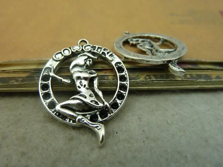 20Pcs Fashion Accessories Vintage Antique Silver Cowgirl Charm Pendant  Findings Diy Jewelry Making 1