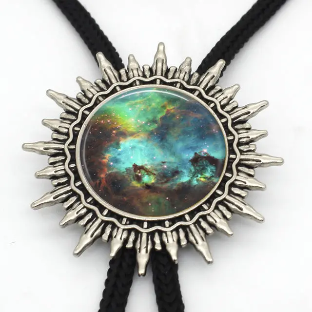 2017 New Arrived Rainbow Colourful Nebula Western Bolo Tie Cowboy Shirt Accessory Galaxy Nebula Glitter Photo Bolo Ties Necklace 2
