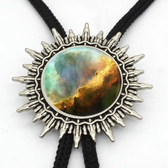 2017 New Arrived Rainbow Colourful Nebula Western Bolo Tie Cowboy Shirt Accessory Galaxy Nebula Glitter Photo Bolo Ties Necklace 3