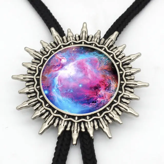 2017 New Arrived Rainbow Colourful Nebula Western Bolo Tie Cowboy Shirt Accessory Galaxy Nebula Glitter Photo Bolo Ties Necklace 4