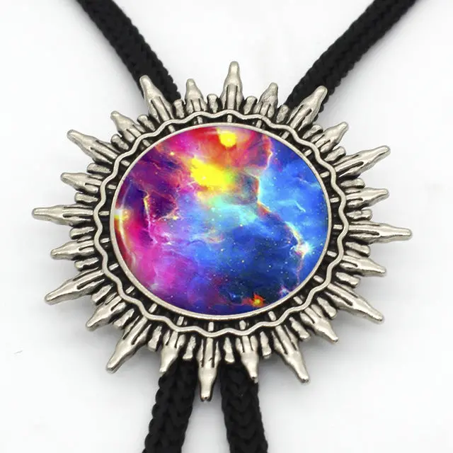 2017 New Arrived Rainbow Colourful Nebula Western Bolo Tie Cowboy Shirt Accessory Galaxy Nebula Glitter Photo Bolo Ties Necklace 9