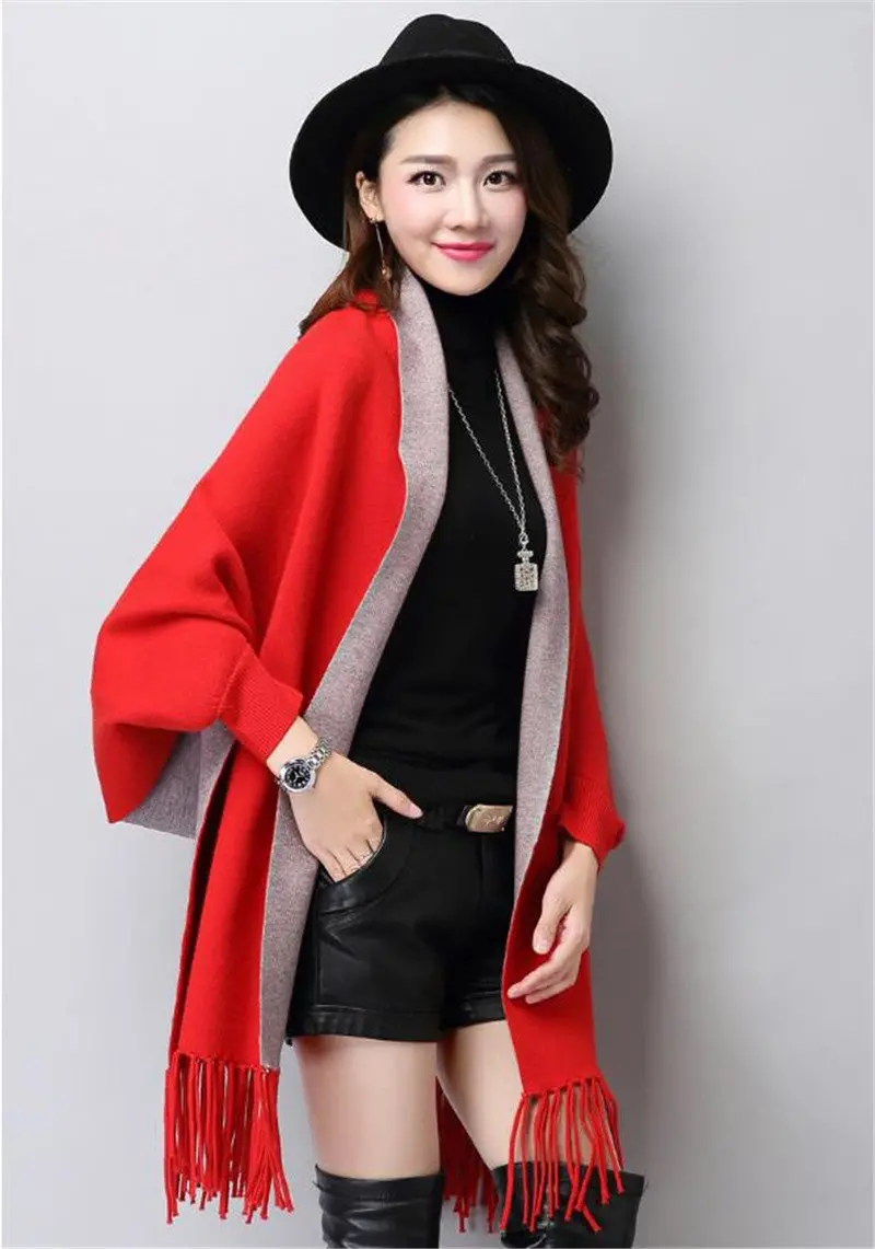 Winter Women Scarf Long Wrap Shawl Thick Warm Scarves Cotton Cashmere Wool Blended Poncho Solid Women's Scarf Cape With Sleeves 1